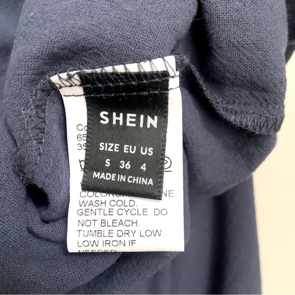 SHEIN, navy blue cotton poly blend romper with pockets in size S - Picture 7 of 12